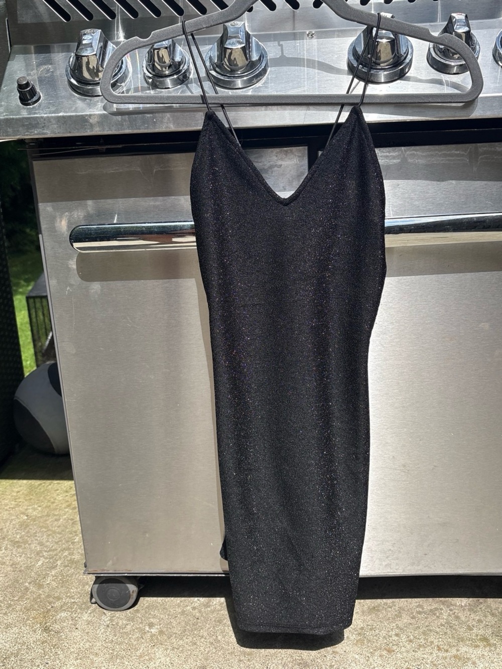 H&M Black Sparkle Midi Slip Dress